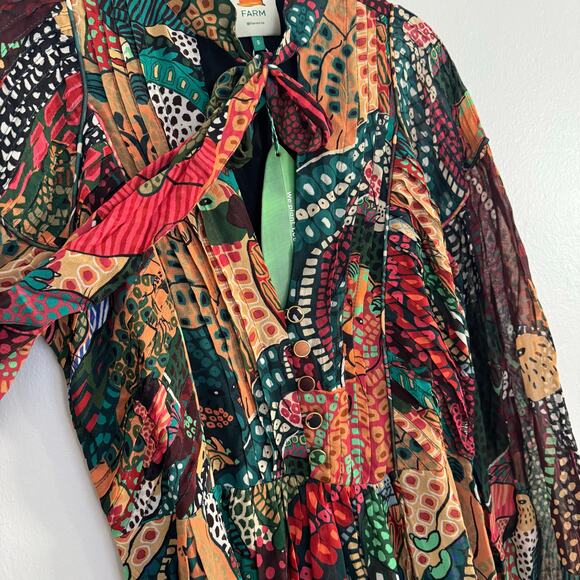 Farm Rio Fauna Mix Multicolor V Neckline Maxi Dress - Picture 6 of 12